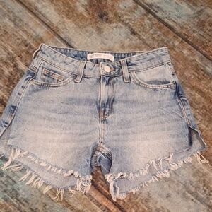 Zara Distressed Blue Denim Shorts. Excellent Condition Size 2